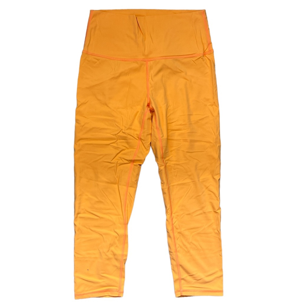 Zyia Womens Bright Orange Luxe Fabric Slight Compression Capri Leggings, Size 4